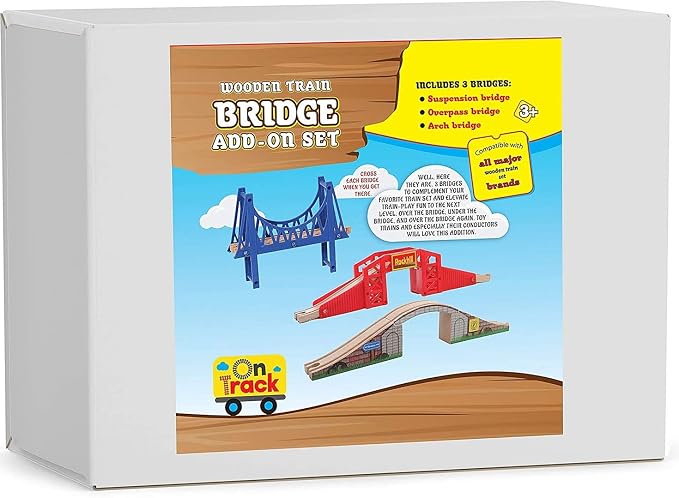 On Track USA Bridge Accessory Train Set: Suspension, Overpass and Arch Bridge Set Compatible with All Major Toy Trains Railway Expansion Accessories, Toy Train Track Accessory