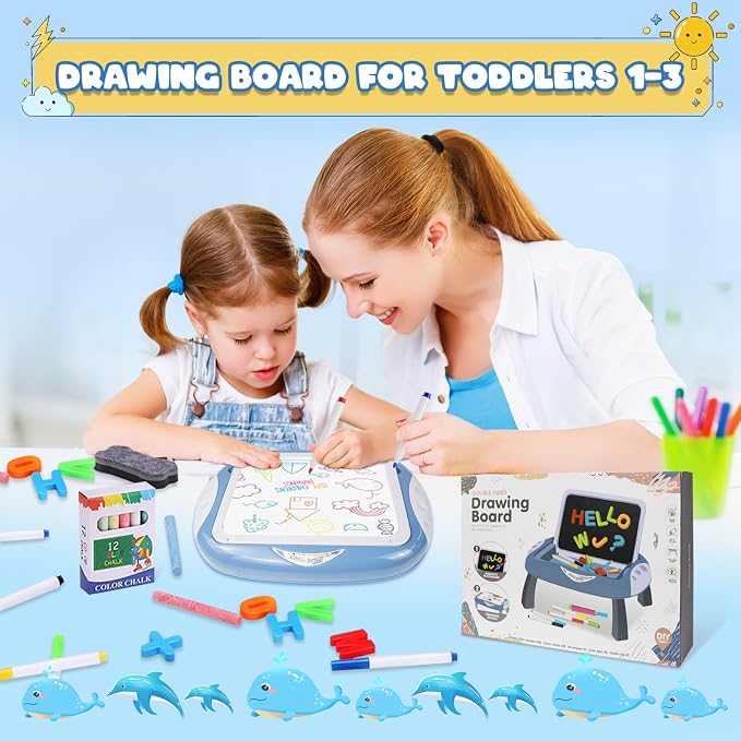 Cokzer Toys for 1-2 Year Old Boys, Toddler Boy Toys with Magnetic Letters and Numbers, Learning and Educational Toys for 1 2 Year Old, Boys Birthday (Blue)