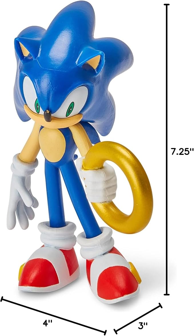 Just Toys – Sonic the Hedgehog Action Figure, 4" Buildable Poseable | Officially Licensed Sonic figure with interchangeable arms & accessories — 4 inch articulated, poseable collectible
