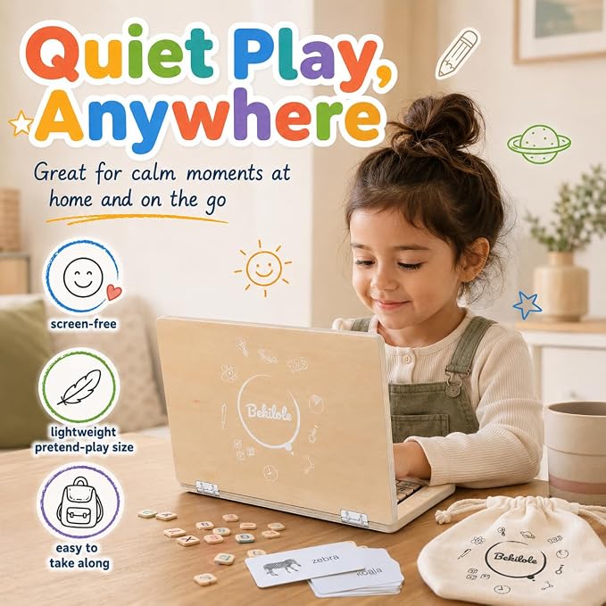 Montessori Toys 11.8" Laptop Preschool Learning Activities 3 Year Old Boy Gift, Pretend Play Toddlers Birthday Gift ,Learning and Educational Toys for 3 4 5 6 7 8 Year Old Kids