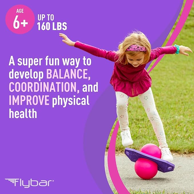 Flybar LED Pogo Trick Ball for Kids Balance Bounce Board w/Anti-Slip Deck