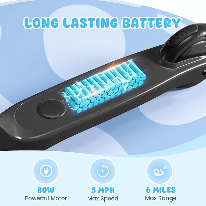 LIEAGLE Electric Scooter for Kids Ages 6-12, LED Light-Up Deck, Kids Scooters with 3 Adjustment Levels Handlebar to 36 Inches High,5.3" Wheel UL Certificated Kick Scooter