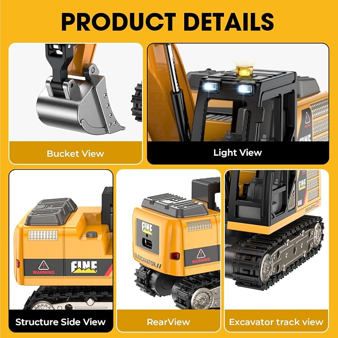 Remote Control Excavator Toy,1:64 mini RC Construction Vehicle Toys, STEM Tools for Learning Programming for Boys 3 4 5 6 7 8-12 Year Old Kids Christmas Birthday Gift (mini Excavator)