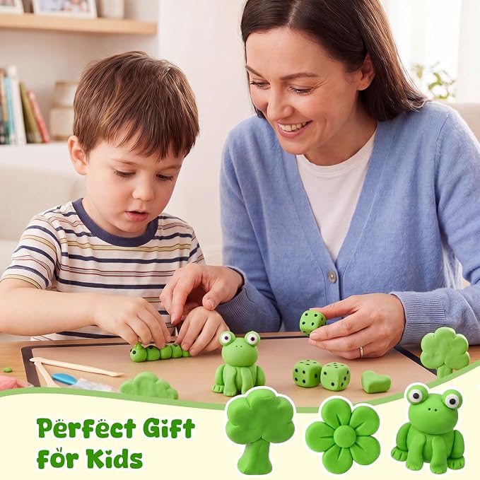 VioraWhite 40 Pcs 21oz Air Dry Clay Bulk Modeling Ultra Lightweight Foam Modeling Clay for Kids Adults DIY Crafts Party Arts and School Project Gifts Supplies(Green)
