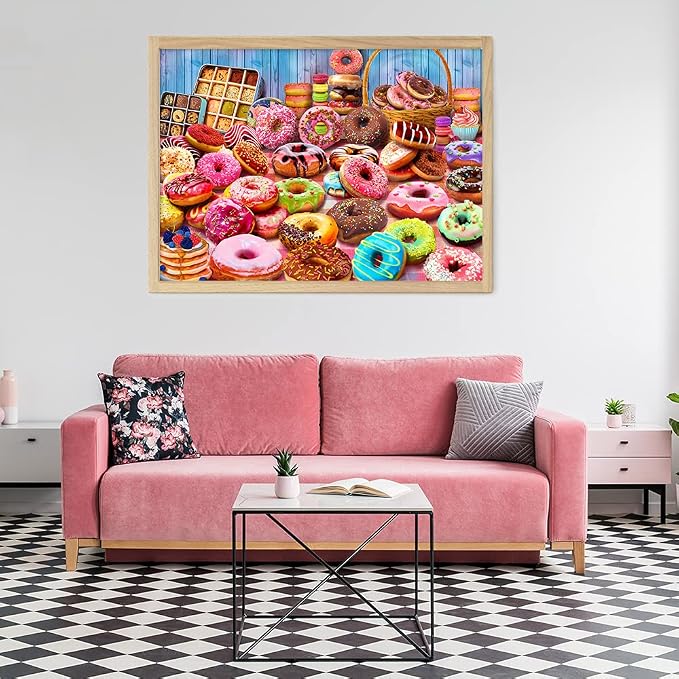 HUADADA Jigsaw Puzzles for Adults 1000 Pieces, Donuts Interlock Perfectly Letter on Back No Dust, Home Decor Birthday Party Gift Toy for Kids Boys Girls Seniors (27.5"x19.6"), 1:1 Poster