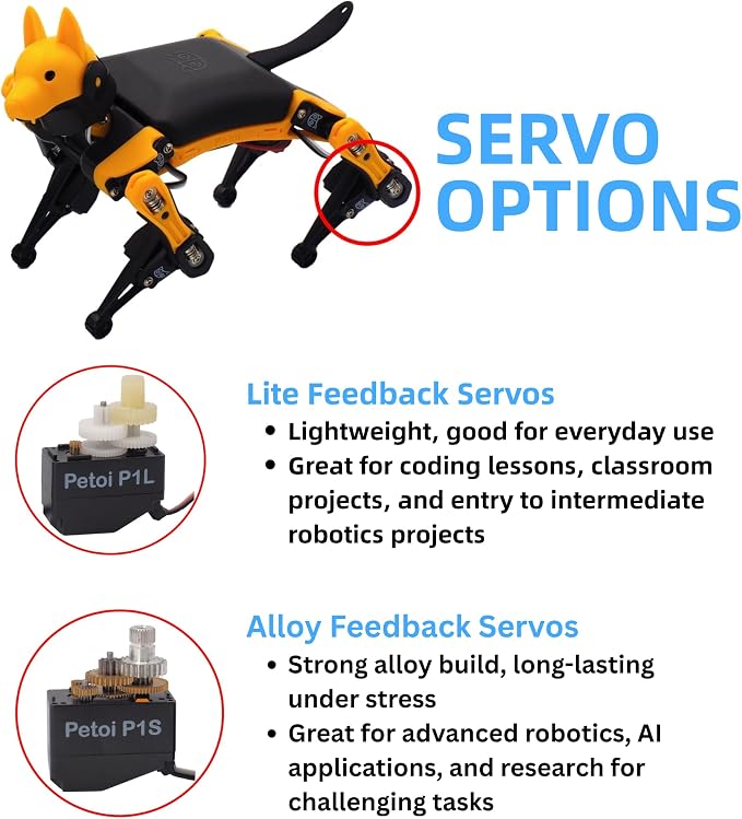 Petoi Programmable Robot Dog Bittle X V2 Lite Servo | Coding Smart Robot Dog Kit, Voice Controlled, Quadruped Interactive Robot for Kids (Bittle X V2 - lite servos - pre-Assembled - Yellow + Black)