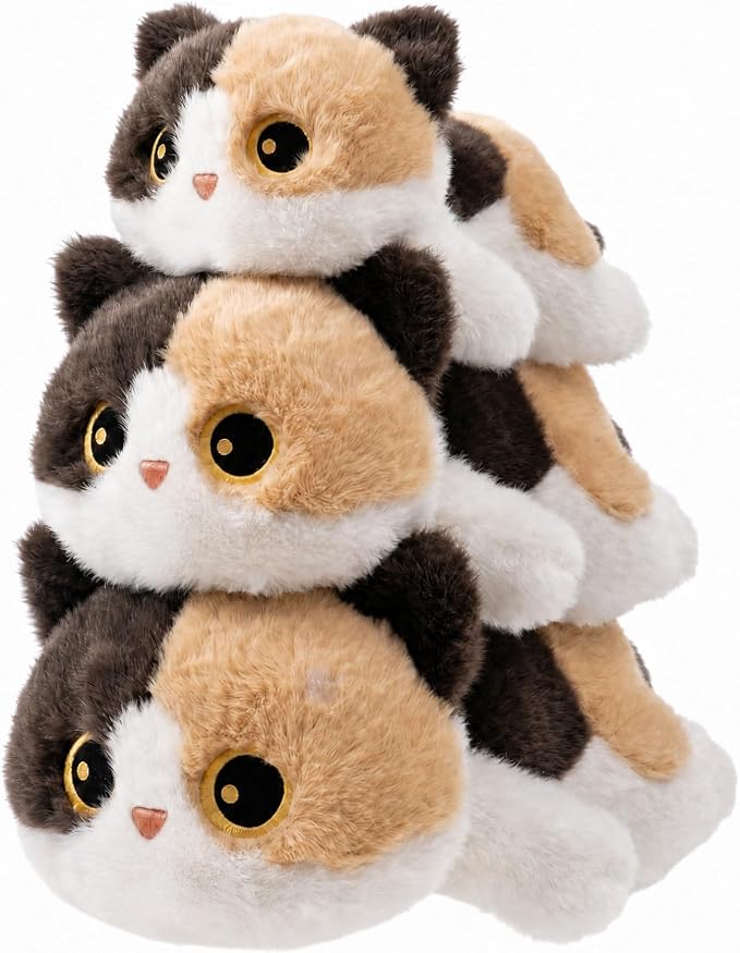 Weighted Cat Stuffed Animal, 20-Inch, 4 lbs Calico Cat Plush, Cuddly Soft Plushie Pillow Gift for Kids & Adults