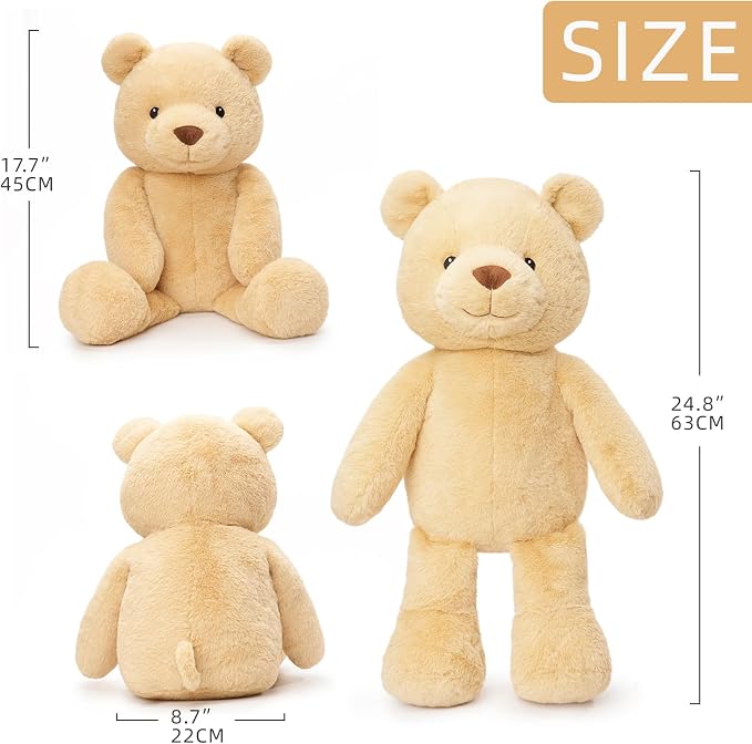 WEIGEDU Dressable Stuffed Animal Fits 3-6M Toddler Clothes, 24.8" Large Plush Toy with Long Limbs for Pretend Play, Soft Huggable Companion - Bear