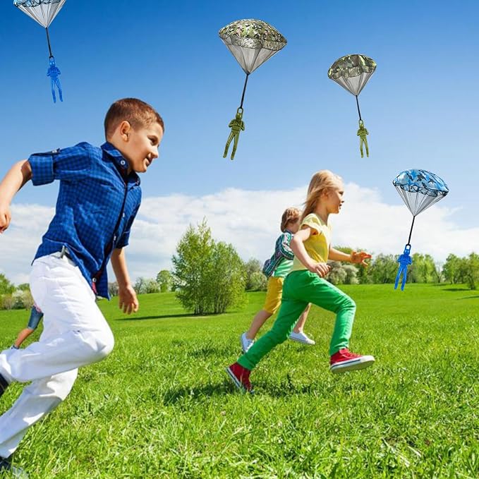 ROYHOO 6PCS Army Camo Parachute Toys Hand Throwing Kids Outdoor Games Toys ,Army Men Action Figures Tangle Free Throwing Toy Parachute Outside Gifts for Kids Ages 3-16