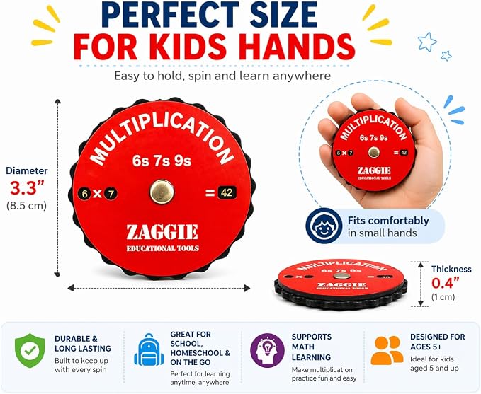 Multiplication Learning Spinner Wheel Math Fidget Toy for Kids – Up to 12×12, Fun Hands-On Educational Math Tool for Home & Classroom