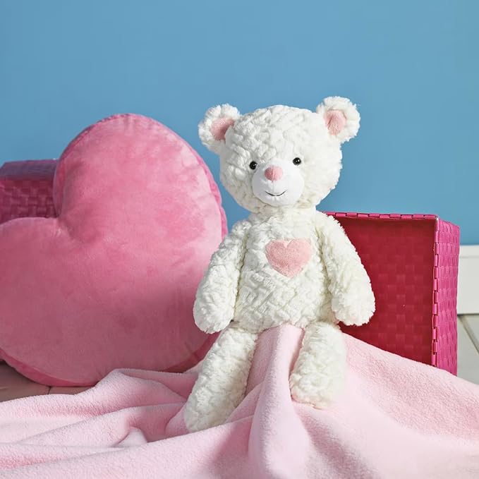 Mary Meyer Teddy Bear - Putty Collection Super Soft Stuffed Animal Plush Classic Toy Plushie, 17" Large, Warm & Fuzzy Cream with Pink Heart