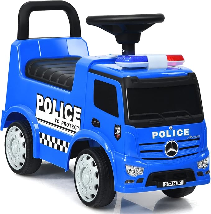 HONEY JOY Ride On Push Car, Licensed Mercedes Benz Push Cars for Toddlers w/Horn, Music, Lights, Under Seat Storage, Foot-to-Floor Ride On Fire Truck Toy for Kids Boys Girls 1-3, Blue
