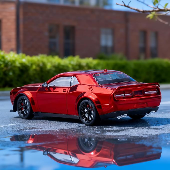 Car Toys for Boys 1/24 Diecast Cars Hellcat SRT Collectibles Model Kit,Pull Back Metal Toy Car with Lights and Sounds,Toy Cars for Boys Age 4-7(Metallic Red)