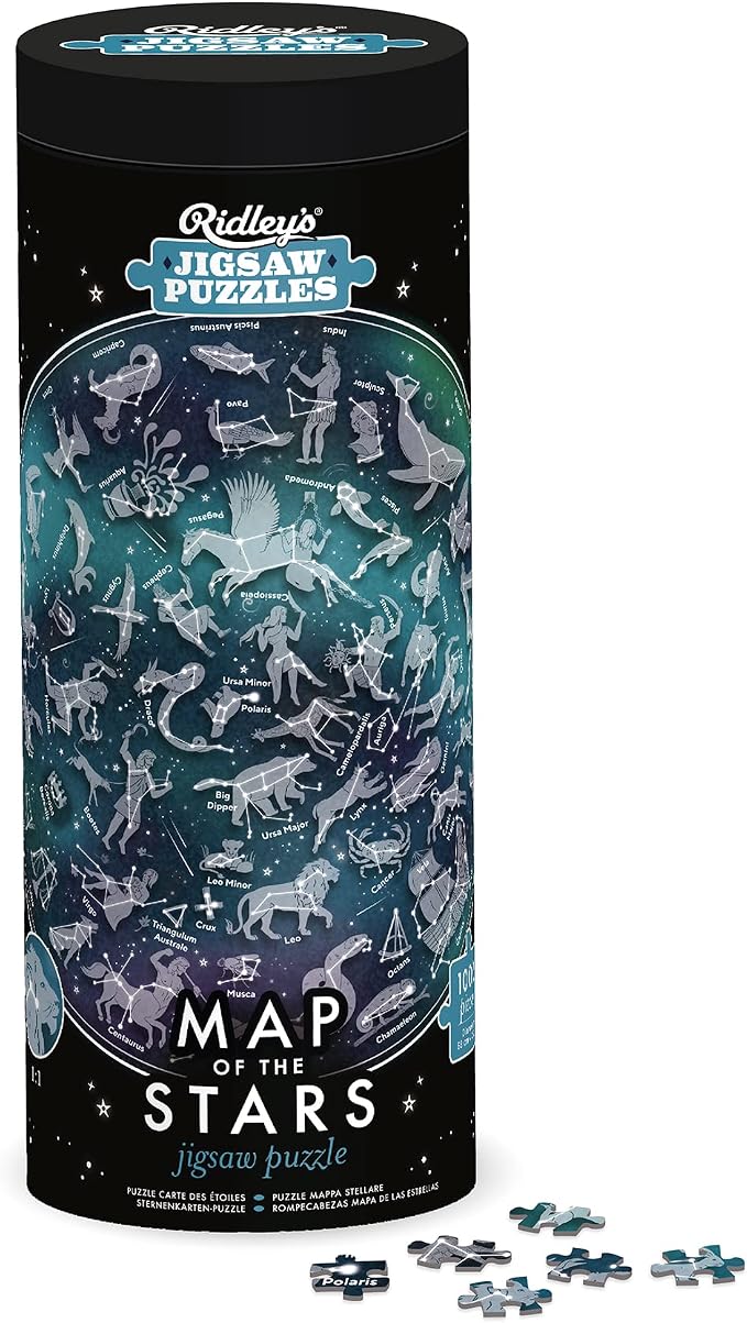 Ridley's Games: Map of The Stars 1000-Piece Jigsaw Puzzle |Perfect for Astrology/Astronomy Lovers with Over 30-Unique Constillations | Perfect Room Décor Once Completed | Storage Tube Included