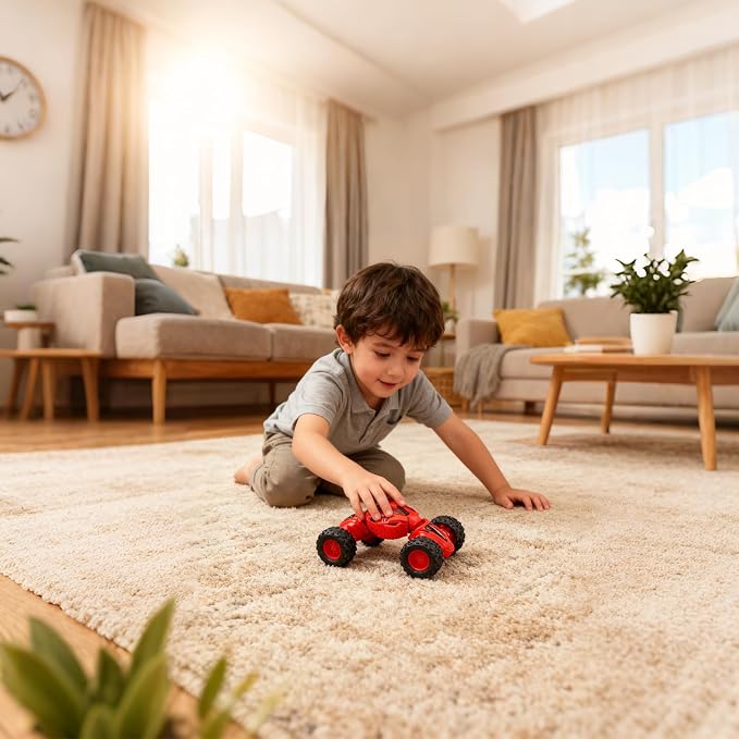 Friction Powered Toy Car for Kids, Press and Go Off-Road Push Car, Durable Shock-Resistant Vehicle, No Batteries Required, Toy Car for Boys & Girls Ages 3 (Red)