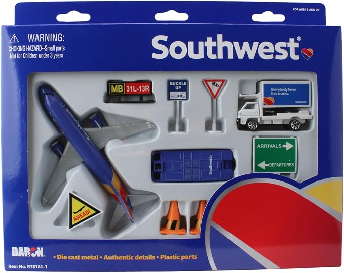 Daron Alaska Airlines Airport Playset with Die-Cast Metal Model Airplane with Plastic Parts, Cars and Transportation Toys for Kids Ages 3+