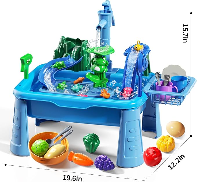 Water Table for Toddlers - Kids Play Sink with Pump and Running Water, Water Table for Kids Ages 4-8 with Fishing Games, Summer Outside Sensory Gift Toys for Boys and Girls 3 4 5 6 7 8