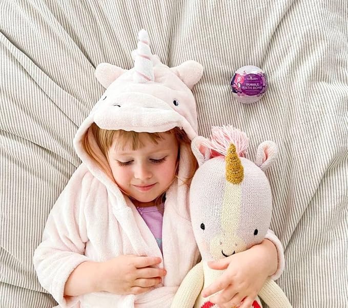 Unicorn Bath Bomb for Girls with Surprise Squishy Toys Inside by Two Sister - Large Bubble Bombs for Kids - Moisturizes Dry Sensitive Skin, Releases Color, Scent, Bubbles - Ideal Gift by Two Sisters