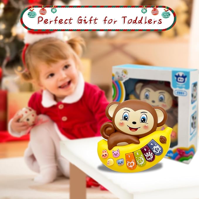 Baby Musical Toys Piano for 2 Year Old Girls Boys Light Up Music Learning Toys for Toddlers 3 Easter Gifts Infant 18 Month (Monkey)