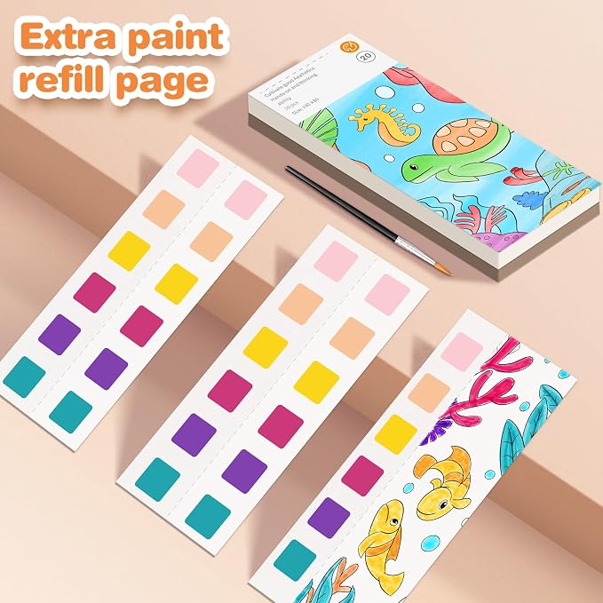 ZHOC Paint with Water Coloring Books for Kids, Pocket Mess Free Watercolor Painting Sets for Kids Ages 3 4 5 6 7 8+, Water Color Paint Set Arts and Crafts Gift for Boys Girls, Oceans
