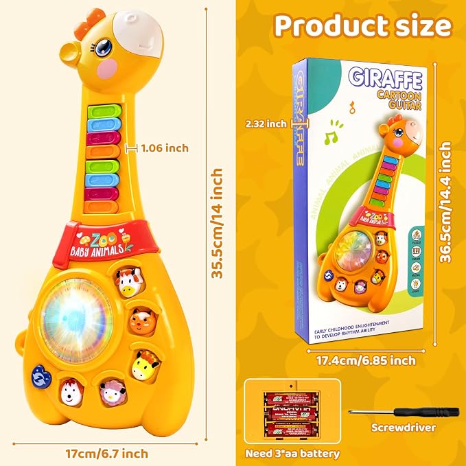 Toys for 1 2 Year Old Boy and Girl Birthday Gift: Baby Musical Guitar Piano | Marstone Educational Toddler Toys for Babies Ages 12 to 18 Months with Animal Sounds & Lights, First Holiday Present