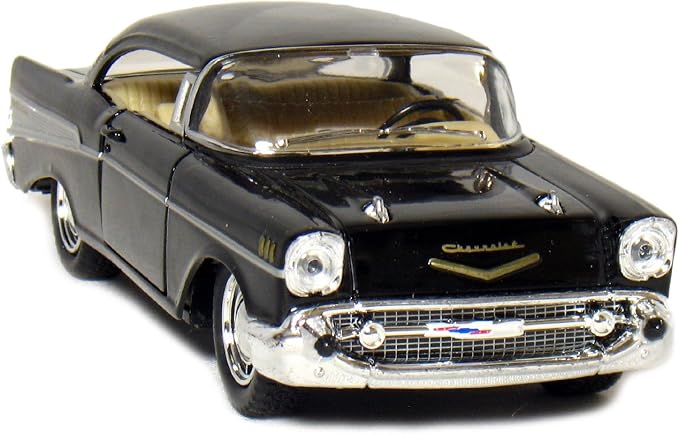 KiNSMART 1957 Chevy Bel Air Coupe Black, 1:40 Scale, Die Cast Metal, Black, 5 Inch, Pull Back Action