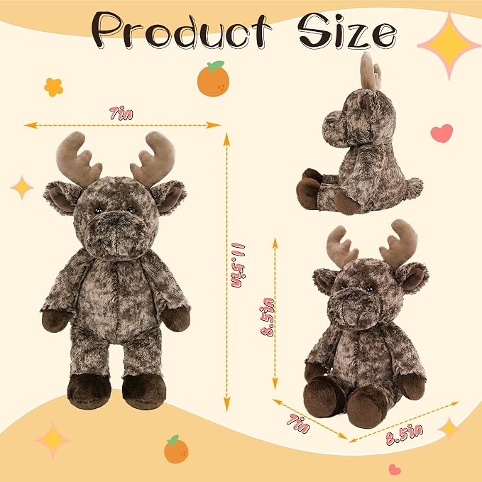 Stuffed Animal Plush Toy Soft Plushie Cuddly Reindeer Cute Plush Toy for Kids Toddlers Boys Girls Birthday Christmas Nursery Decor Party Favors