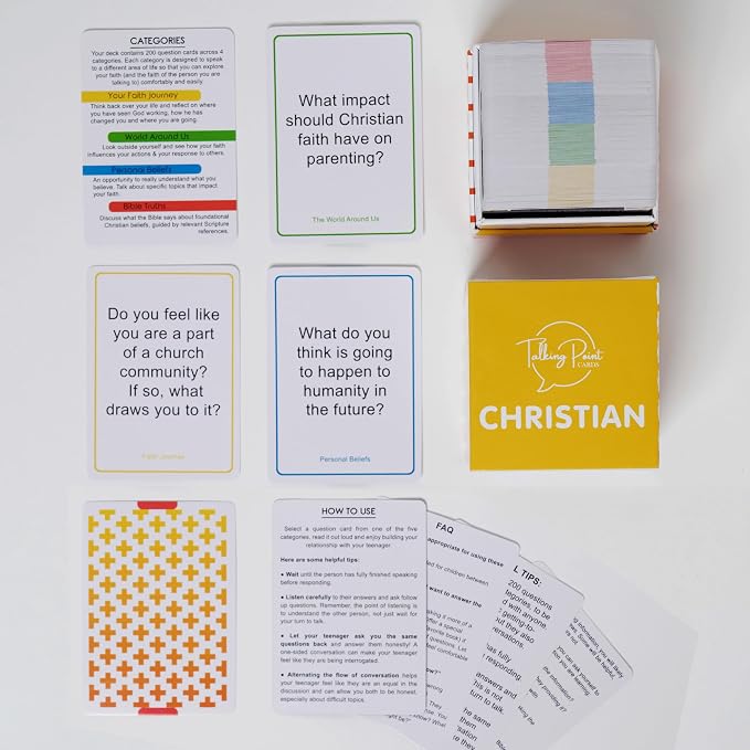 200 Conversation Cards for Christians Game - Explore Your Faith and Have Fun on Family Game Night, Bible Study or Youth Groups - Perfect for Church Groups, Couples Night, Easter Gifts