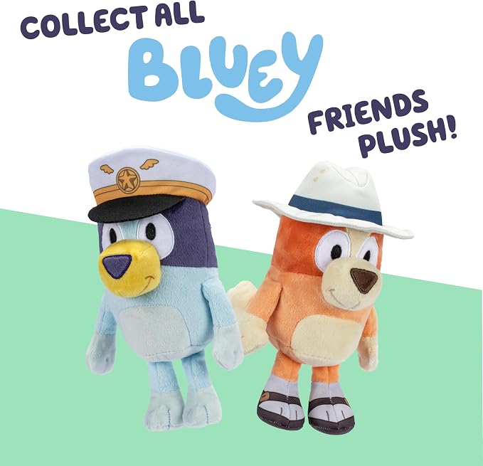 Bluey Plush Stuffed Animals Pack of 2, 16-23”, Soft, Captain and Holiday Plush Figure Toys, Cuddly Stuffed Animals for Kids Ages 3+