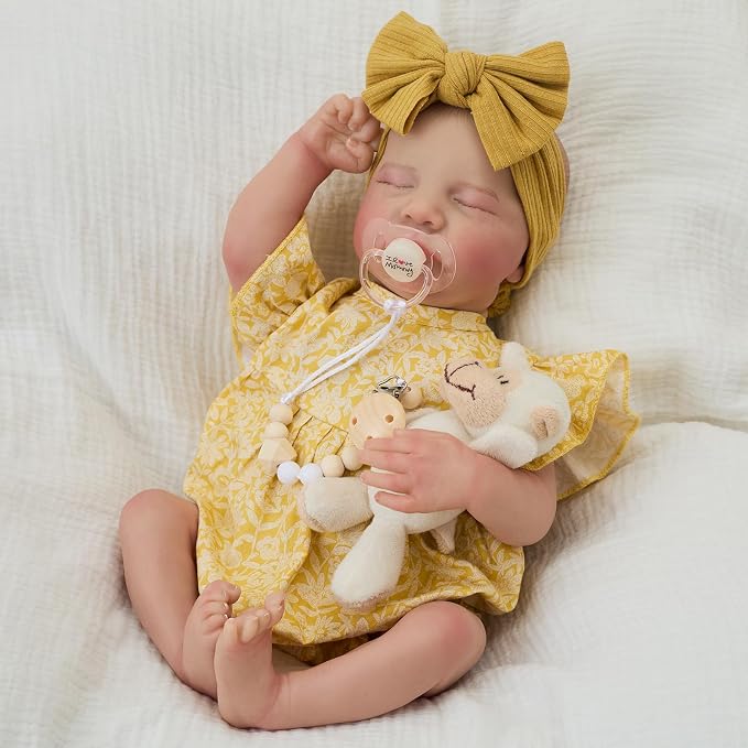 FOCKOF Realistic Reborn Baby Dolls-18 Inch Realistic Baby Doll Girls Soft Vinyl Body Reborn Baby with Gift Box for Kids Age 3+