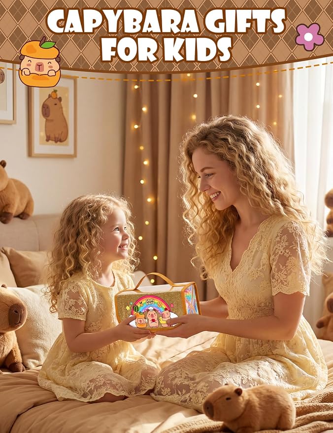 Defresit 129 PCS Washable Markers Set- Capybara Gifts for Girls, Art Supplies for Kids with Glitter Pencil Case, Coloring Kits for Kids, Ideal Gifts for Birthday Christmas Back to School