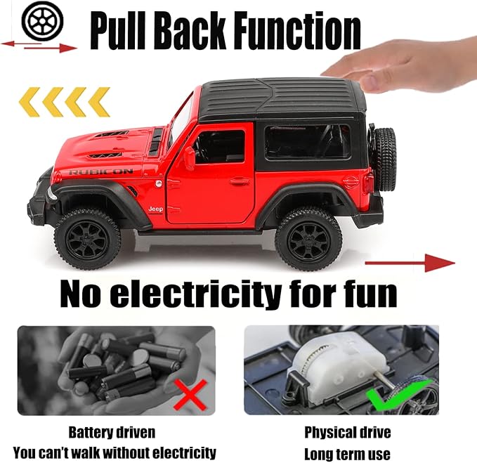 TOKAXI 1/36 Scale Wrangler Rubicon Diecast Car Models,Pull Back Vehicles Toy Cars,Cars Gifts for Boys Girls