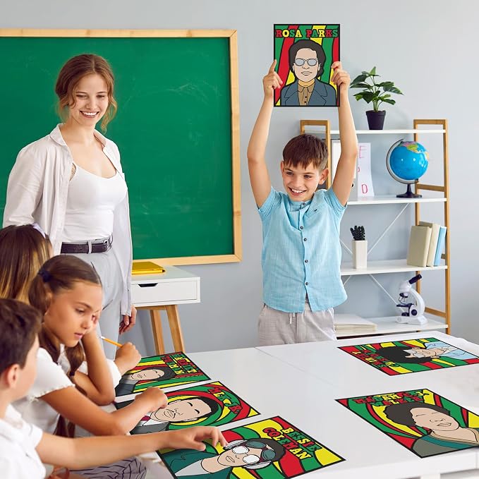 Cinrobiye 48 Pcs Velvet Coloring Posters Black History Month Fuzzy Felt Coloring Pages to Color for Adults Teenagers All Ages Classroom Assisted Living Festive Holiday Art&Craft Activity (BHM2)