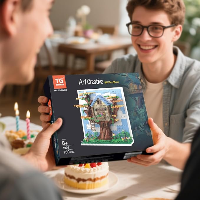 TG BLOCKS Micro Brick Eif Tree House Building Set, 3D Wall Art Home Office Decoration or Table Display, Creative Building Craft Set, Ideas Gift Building Toy for Adults,Teens Ages 8+ Kids