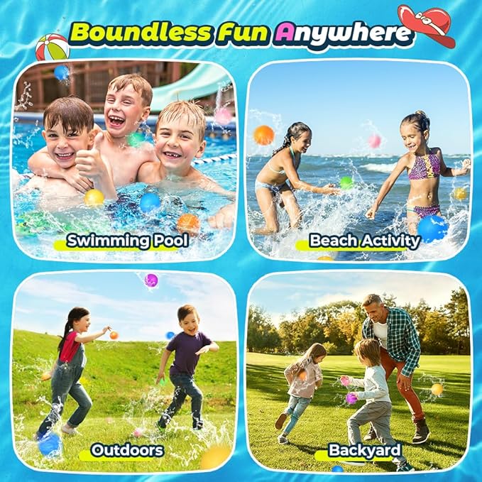 Reusable Water Balloons, Water Bombs Splash Ball, Magnetic Water Ball for Outdoor Games, Summer Party(8Pcs)