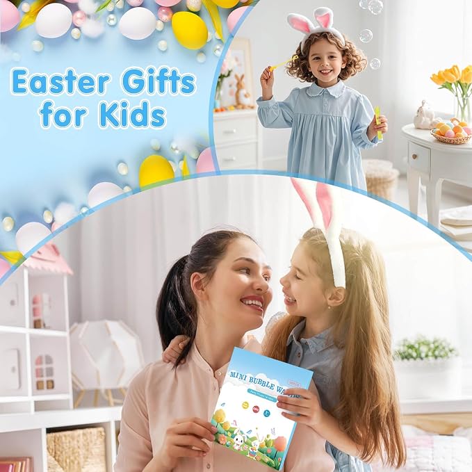 Easter Party Favors Mini Bubble Wands 30PCS Easter Egg Fillers Easter Basket Stuffers Kids Bubbles Bulk for Classroom Exchange Prizes Goodie Bag Stuffers Outdoor Easter Toys Student Gifts for Girl Boy