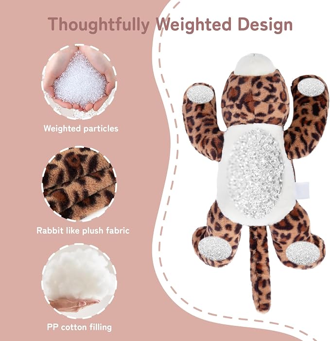 Niuniu Daddy Leopard Weighted Stuffed Animals for Kids & Adults, 25" | 5lb Large Weighted Plushies Pillow for Sleeping and Calming, Cute Lying Toy Huggable Gift for Everyday Comfort