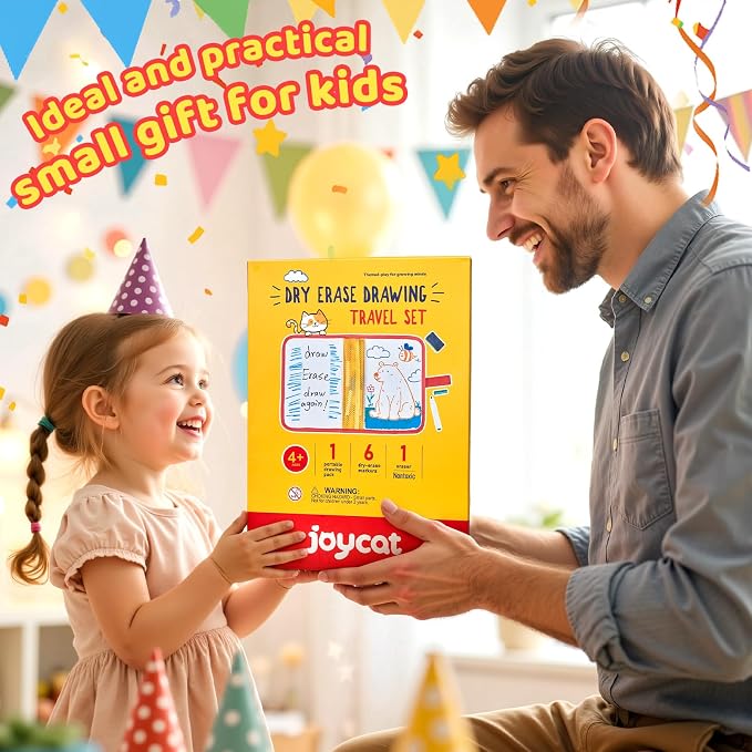 10-Inch Dual-Sided Dry Erase Travel Board for Kids with Zippered Storage - Portable Whiteboard Set with 6 Markers, Eraser.Coloring & Drawing Busy Book, Lightweight Foldable Activity Gifts for Kid