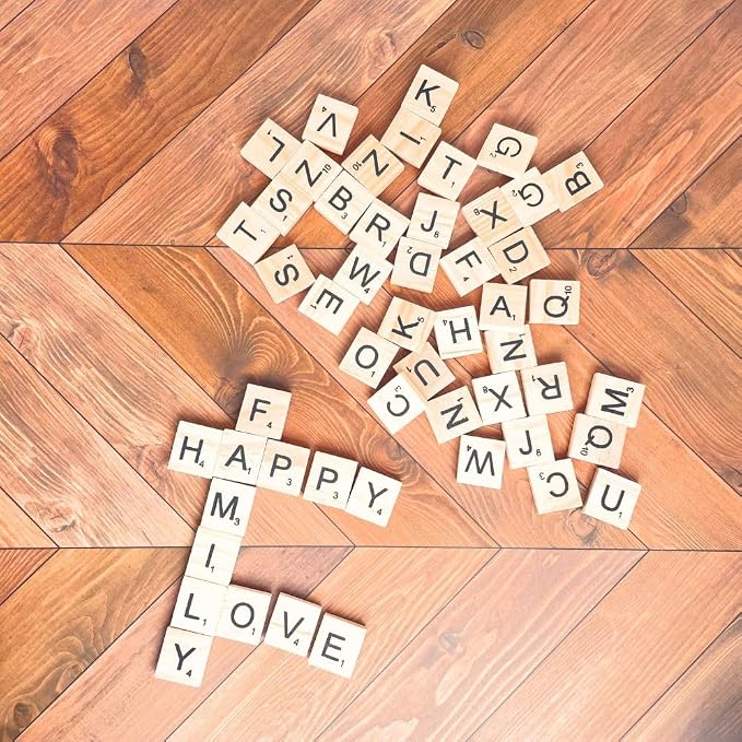 YJ PREMIUMS 200 PC Wood Magnetic Letter Tiles Magnets Big Large Square Wooden Alphabet Letters Tile Magnet Pieces for Fridge Refrigerator Wall Fun Learning Decorative Game Board (200)