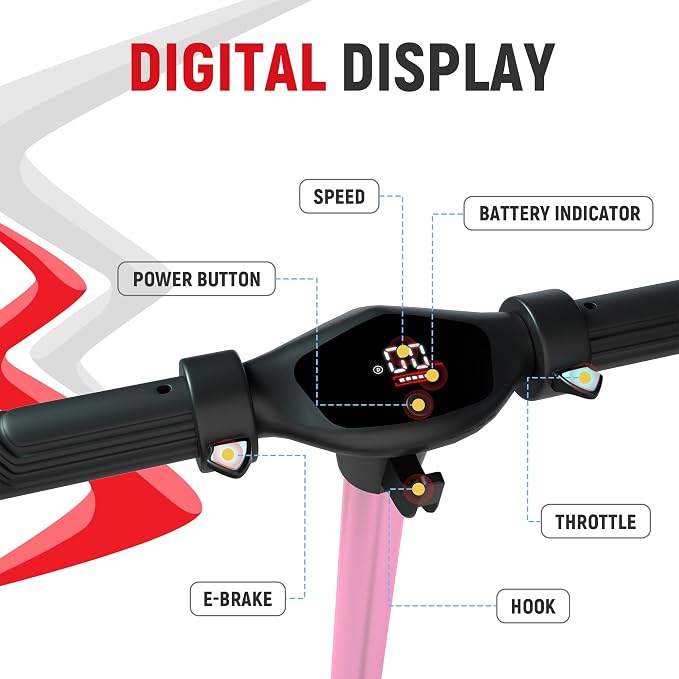 Foldable Electric Scooter for Kids, with Bright Front LED Lights,Shining Pedal, LED Display, Dual Brakes 200W Motor Kids Electric Scooter, UL2272 Certified