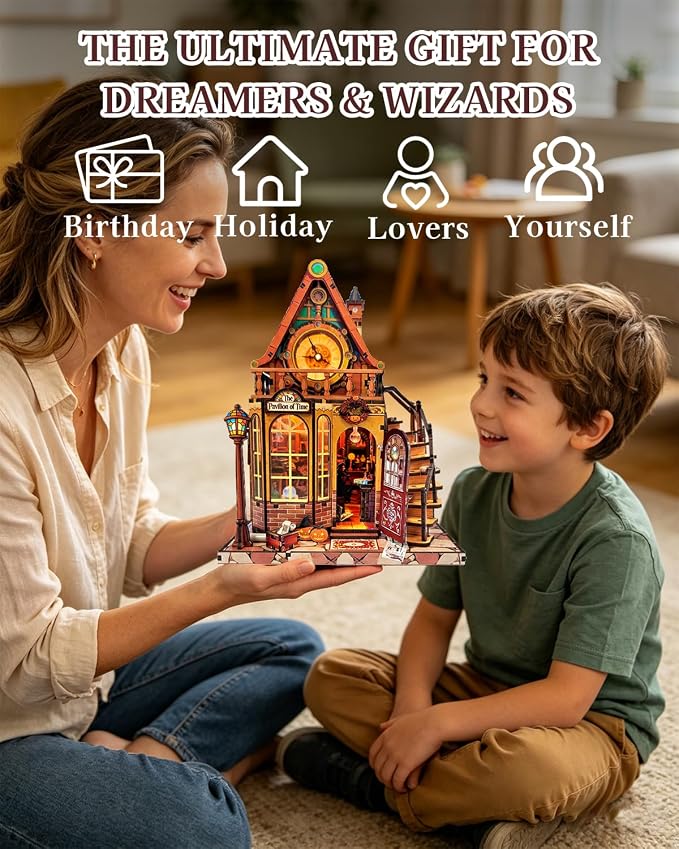 OZJAY DIY Miniature House Kit - 3D Wooden Puzzles for Adults | with LED Lights, Home Decor, Craft Gifts for Christmas Birthday Father's Day