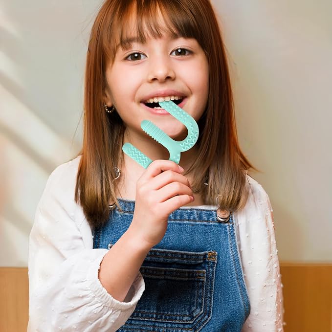 ERKOON Chew Toys for Autistic Children - Bpa-nae, Textured Silicone Teether Rings for Oral Stimulation and Calming - Safe, Durable, and Easy to Hold - Set of 2 Multicolor Teethers (M+R)