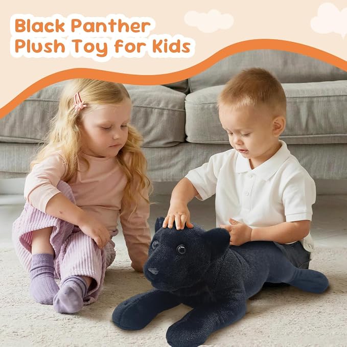 Black Panther Stuffed Animal 23.6" Jaguar Stuffed Animal Cute Black Panther Plush Realistic Jungle Stuffed Panther Toy Pillow Soft Plush Toy Birthday Graduation Gifts for Kids Boys