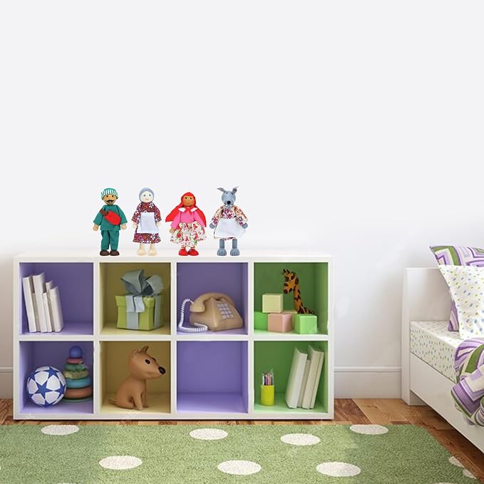 ONEST 4 Pieces Wooden Dollhouse Family Set Mini People Figures Sets Dollhouse Dolls Wooden Doll Family Pretend Play Figures Accessories for Pretend Doll House