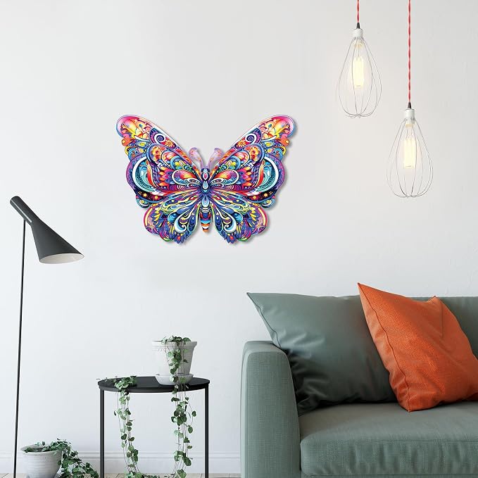 Mys Aurora Wooden Puzzles for Adults, Butterfly Jigsaw Puzzles 200 Pieces, 9 x 12.2 Inch, Medium, Unique Shaped Irregular Colorful Wood Puzzles, Beautiful Luxury Packag Gifts for Adults and Kids