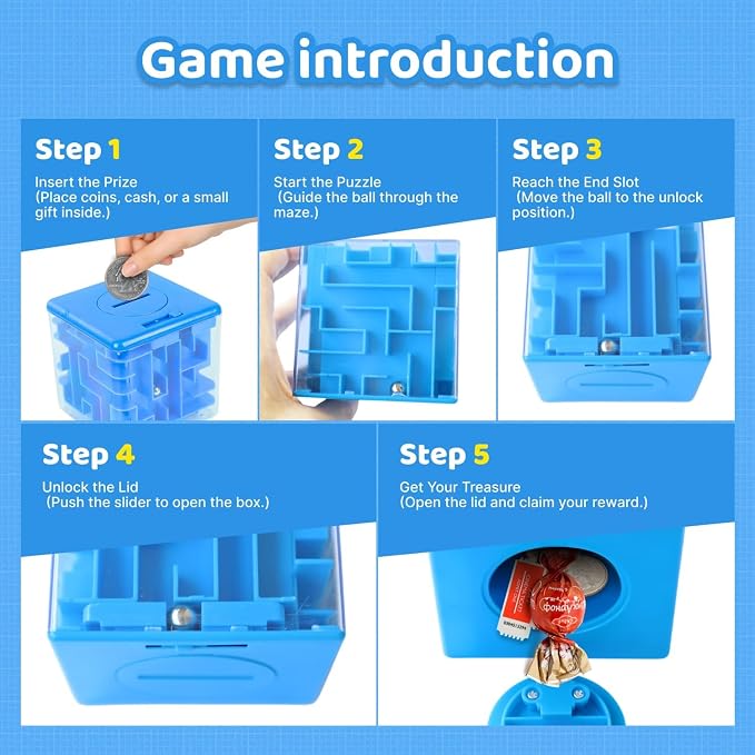 2 Packs Money Maze Puzzle Boxes Blue & Pink, Money Gift Boxes for Cash Pop Up, Money Puzzle Box for Cash Gift Kids Adults