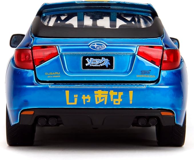 Jada Sonic The Hedgehog 1:24 2012 Subaru Impreza WRX STI Die-cast Car & Sonic Figure, Toys for Kids and Adults