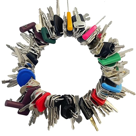 100 Non-Repeating Full Range Master Equipment Key Set, Original Heavy Construction Excavator Dumper Dozer Ignition Key for CAT Kubota John Deere JCB Yanmar Takeuchi Komatsu Volvo Toyota and More