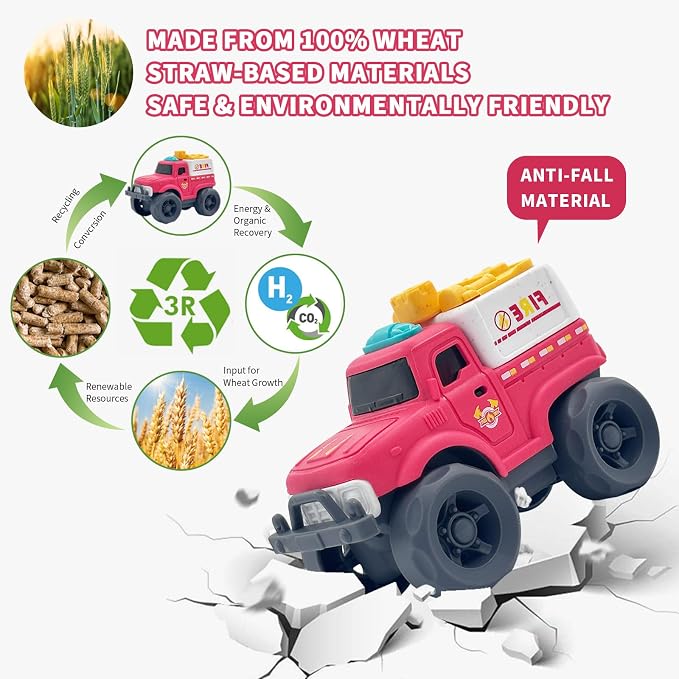 Aigitoy Toddler Car Toys for Boy Girl 1-3 Year Old, Red Fire Truck, BPA Free, Phthalates Free, PVC, Recycled Plastic, Toddlers Toy for Fine Motor Skills, for Boys Girls