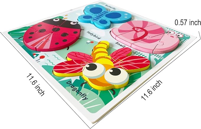 Wooden Chunky Jigsaw Puzzles for 18-24 Months Baby Toddlers Girls Boys Jumbo Base Puzzle Ages1-3 Popular Gifts for Toddler 1+ Year Old